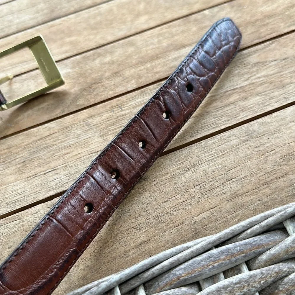 Crocodile  Brown Mens Leather Belt 48